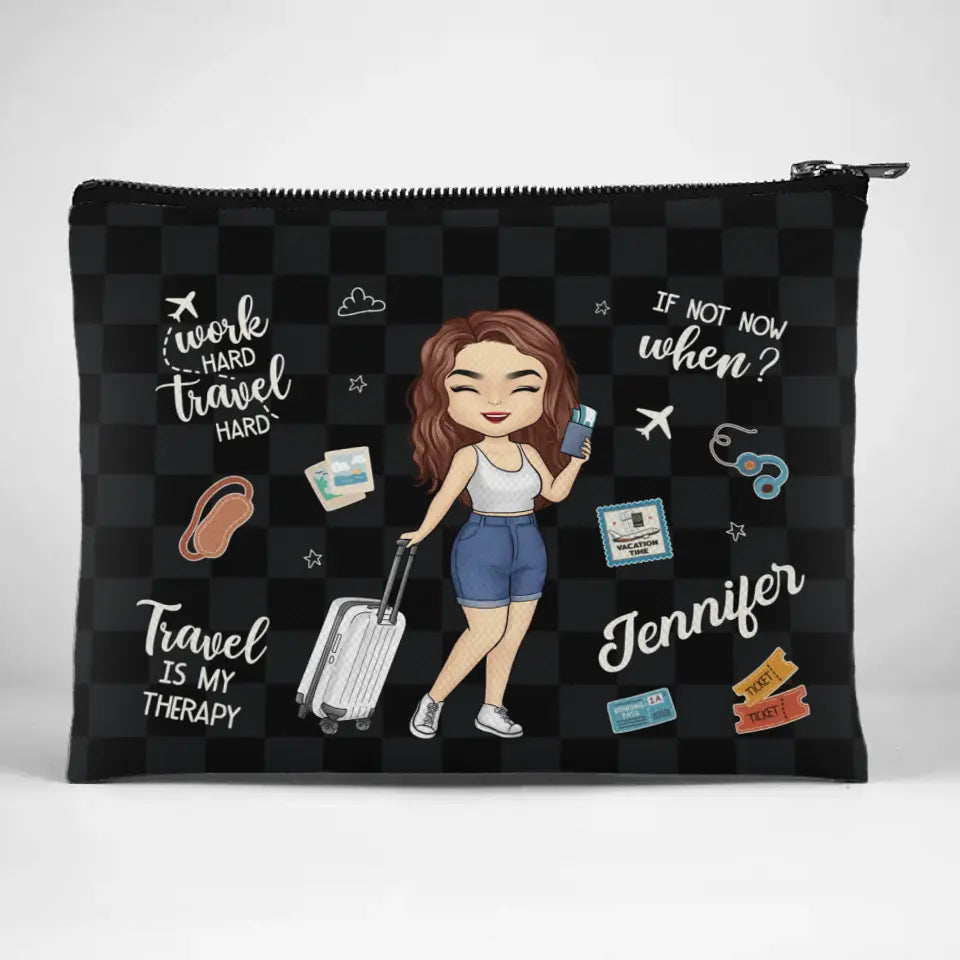 Travel Is My Therapy Medium Sized Cosmetic Bag