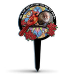 Custom Photo We're Always With You - Memorial Personalized Custom Stain Glass Style Acrylic Garden Stake - Sympathy Gift For Family