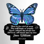 Those We Love Don't Go Away - Memorial Personalized Custom Stain Glass Style Acrylic Garden Stake - Sympathy Gift For Family