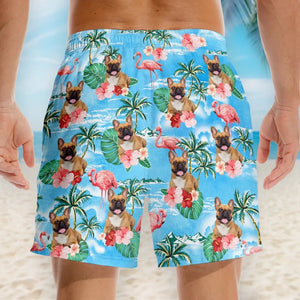 Custom Photo Beach Vibes And Wagging Tails - Dog & Cat Personalized Custom Tropical Hawaiian Aloha Men Beach Shorts - Summer Vacation Gift, Birthday Party Gift For Pet Owners, Pet Lovers