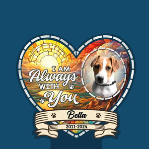 Photo personnalisée « Je suis à jamais dans ton cœur » - Lampe solaire de jardin personnalisée commémorative - Cadeau de condoléances pour les propriétaires et les amoureux des animaux