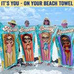 Custom Name Cartoon Beach Gifts for Women - Personalized Beach Towel