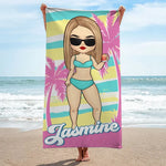 Oh Sip It's A Girl's Trip - Bestie Personalized Custom Beach Towel - Summer Vacation Gift, Birthday Pool Party Gift For Best Friends, Sisters