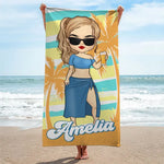 Oh Sip It's A Girl's Trip - Bestie Personalized Custom Beach Towel - Summer Vacation Gift, Birthday Pool Party Gift For Best Friends, Sisters