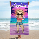 Custom Name Beach Girl Gifts for Women - Personalized Beach Towel