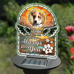 Photo personnalisée « Je t'aime pour toujours » - Lampe solaire de jardin personnalisée commémorative - Cadeau de condoléances pour les propriétaires et les amoureux des animaux