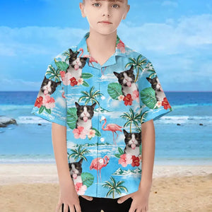 Custom Photo Beach More Worry Less - Dog & Cat Personalized Custom Unisex Tropical Hawaiian Aloha Shirt - Summer Vacation Gift, Birthday Gift For Kids, Pet Owners, Pet Lovers