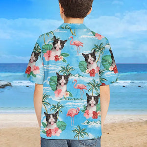 Custom Photo Beach More Worry Less - Dog & Cat Personalized Custom Unisex Tropical Hawaiian Aloha Shirt - Summer Vacation Gift, Birthday Gift For Kids, Pet Owners, Pet Lovers