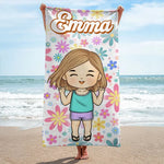 Custom Name Cartoon Kids Beach Gifts - Personalized Beach Towel