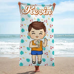 Custom Name Cartoon Kids Beach Gifts - Personalized Beach Towel