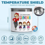 I'm Not Retired, I'm A Professional Grandma - Family Personalized Custom 14oz Stainless Steel Tumbler With Handle - Gift For Mom, Grandma