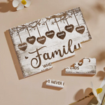 Family Is Where Love Never Ends - Family Personalized Custom Horizontal Rectangle Shaped Building Brick Blocks - Gift For Family Members