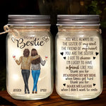 Custom Name Sister Bestie Gifts for Women - Personalized Mason Jar Light