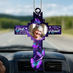 Custom Photo Memorial Butterfly Cross Decor - Personalized Car Ornament