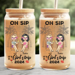 Custom Name Girls Trip Gifts for Friends - Personalized Glass Cup