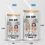 Custom Name Girls Trip Gifts for Friends - Personalized Glass Cup