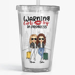 Warning In Our Girls Trip Era - Bestie Personalized Custom Clear Acrylic Tumbler - Summer Vacation Gift For Best Friends, Sisters