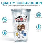 Warning In Our Girls Trip Era - Bestie Personalized Custom Clear Acrylic Tumbler - Summer Vacation Gift For Best Friends, Sisters