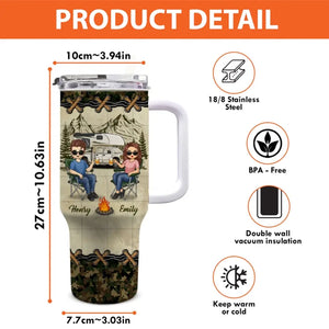 In The Middle Of Nowhere, Together - Camping Personalized Custom 40 Oz Stainless Steel Tumbler With Handle - Gift For Husband Wife, Camping Lovers