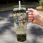 You And Me And The Dog - Camping Personalized Custom 40 Oz Stainless Steel Tumbler With Handle - Gift For Couple, Dog Lovers, Campers