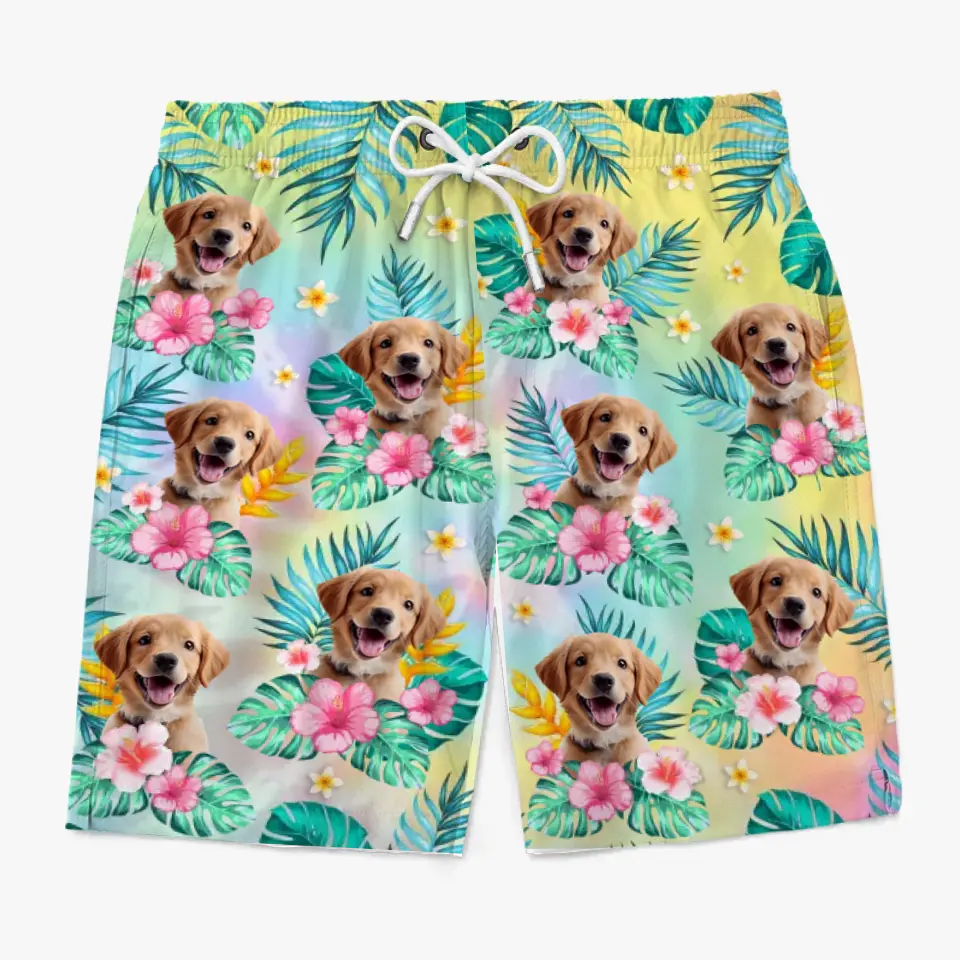 Custom Photo Summer Has Always Been My Favorite Season - Dog & Cat Personalized Custom Tropical Hawaiian Aloha Men Beach Shorts - Summer Vacation Gift, Birthday Party Gift For Pet Owners, Pet Lovers
