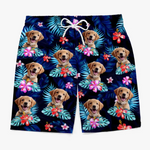 Custom Photo Happy Times And Good Sunshine - Dog & Cat Personalized Custom Tropical Hawaiian Aloha Men Beach Shorts - Summer Vacation Gift, Birthday Party Gift For Dog Lovers