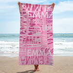 Summer Vibes - Family Personalized Custom Beach Towel - Summer Vacation Gift, Birthday Pool Party Gift For Family