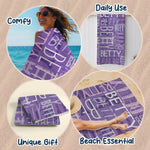 Summer Vibes - Family Personalized Custom Beach Towel - Summer Vacation Gift, Birthday Pool Party Gift For Family