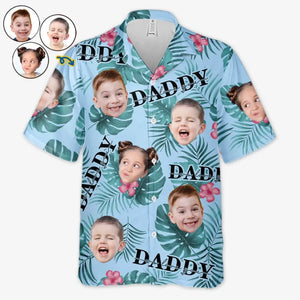 Photo personnalisée juste un père et sa fille - Chemise hawaïenne tropicale unisexe personnalisée pour la famille - Cadeau de vacances d'été, cadeau pour papa, grand-père