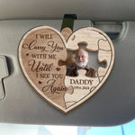 Custom Photo A Big Piece Of My Heart Lives In Heaven - Memorial Personalized Custom Car Visor Clip - Sympathy Gift For Dad