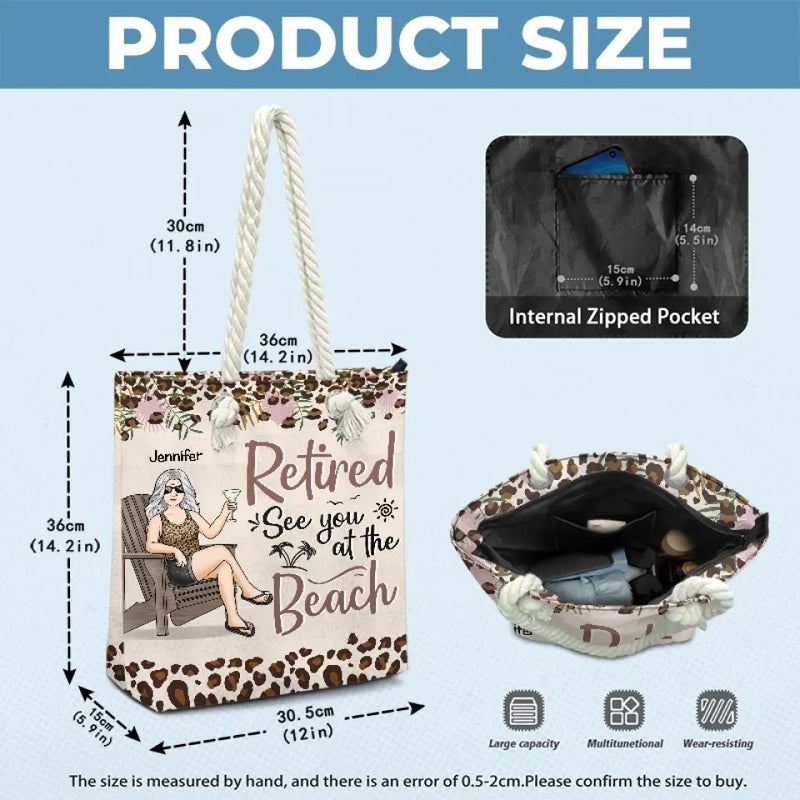 See You At The Beach - Family Personalized Custom Beach Bag - Appreciation, Retirement Gift For Grandma