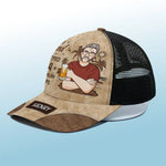 I Worked My Whole Life For This Cap - Family Personalized Custom Mesh-back Baseball Cap, Baseball Trucker Cap - Appreciation, Retirement Gift For Grandpa, Dad, Husband