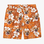 Corgi Floral Dog Lover Beach Shorts - Blue Tropical Dog Print