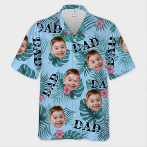 Photo personnalisée juste un père et sa fille - Chemise hawaïenne tropicale unisexe personnalisée pour la famille - Cadeau de vacances d'été, cadeau pour papa, grand-père