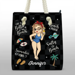 Custom Name Beach Girl Summer Gifts for Women - Personalized Beach Bag