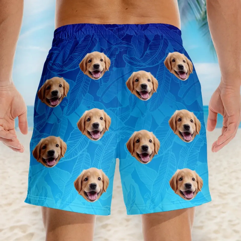 Custom Photo My Pet Thinks I'm A Catch - Dog & Cat Personalized Custom Tropical Hawaiian Aloha Men Beach Shorts - Summer Vacation Gift, Birthday Party Gift For Pet Owners, Pet Lovers