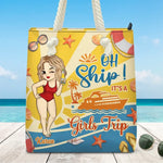 Custom Name Girls Trip Cruise Gifts for Women - Personalized Beach Bag