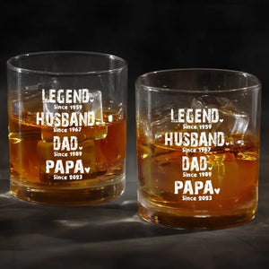 The Man, The Myth, The Whiskey Legend - Family Personalized Custom Whiskey Glass - Gift For Dad, Grandpa