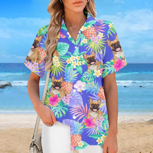 Custom Photo Running Towards The Sun - Dog & Cat Personalized Custom Unisex Tropical Hawaiian Aloha Shirt - Summer Vacation Gift, Gift For Pet Owners, Pet Lovers