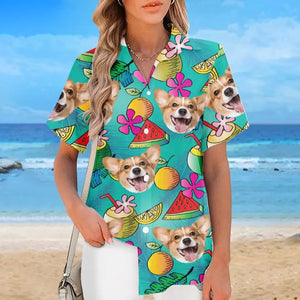 Custom Photo Forget The City And Run To The Sun - Dog & Cat Personalized Custom Unisex Tropical Hawaiian Aloha Shirt - Summer Vacation Gift, Gift For Pet Owners, Pet Lovers