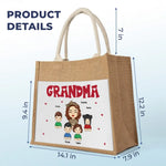 Custom Name Grandma Family Gifts - Personalized Jute Tote Bag