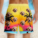 Custom Photo Vacation Calories Don’t Count - Dog & Cat Personalized Custom Tropical Hawaiian Aloha Men Beach Shorts - Summer Vacation Gift, Birthday Party Gift For Pet Owners, Pet Lovers
