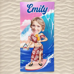 Custom Photo Me And The Ocean - Family Personalized Custom Beach Towel - Summer Vacation Gift, Birthday Pool Party Gift For Women