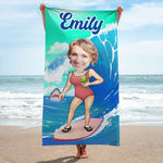 Custom Photo Me And The Ocean - Family Personalized Custom Beach Towel - Summer Vacation Gift, Birthday Pool Party Gift For Women