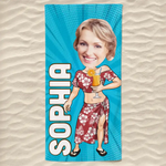 Custom Name Cartoon Beach Gifts for Women - Personalized Beach Towel