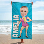 Custom Name Cartoon Beach Gifts for Women - Personalized Beach Towel