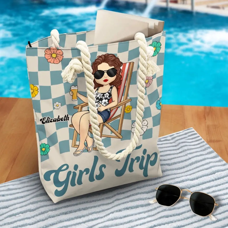 Beaches Booze Besties - Bestie Personalized Custom Beach Bag - Summer Vacation Gift For Best Friends, BFF, Sisters