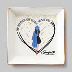A Sweet Ending To A New Beginning - Family Personalized Custom Jewelry Dish - Graduation Gift For Women