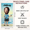 Custom Photo Call Me On My Shellphone - Family Personalized Custom Beach Towel - Summer Vacation Gift, Birthday Pool Party Gift For Husband Wife, Family Members