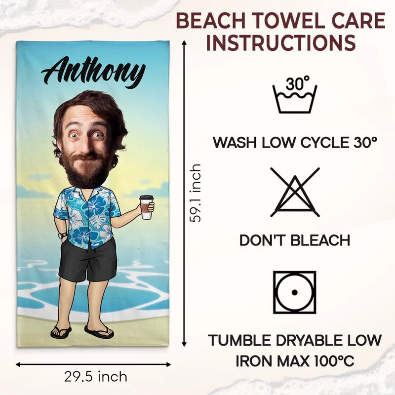 Custom Photo Call Me On My Shellphone - Family Personalized Custom Beach Towel - Summer Vacation Gift, Birthday Pool Party Gift For Husband Wife, Family Members